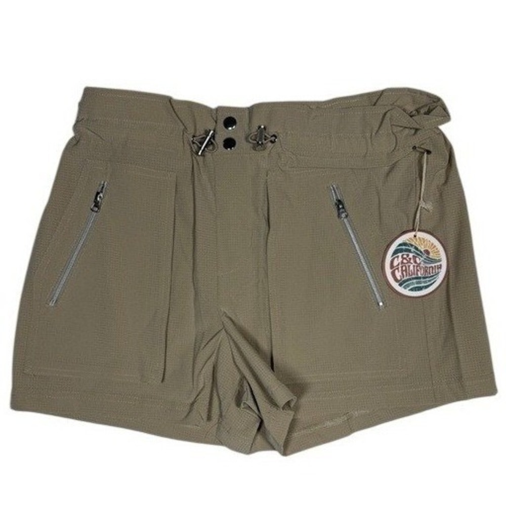 C&C California Womens Tan Perforated Utility‎ Hiking Shorts Size L New
